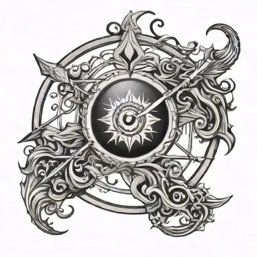 Sagitarius Bow And Arrow Evil Eye Fire Element Symbol