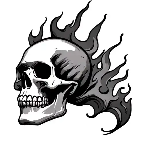 Juice Wrld Flaming Skull