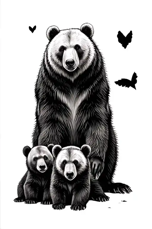 Bear Family With 2 Cubs