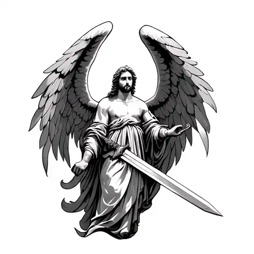 Micheal The Arch Angel With Sword Biblical View