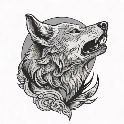 Moon Wolf Howling At The Moon