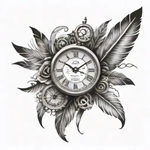 Clock And Feathers