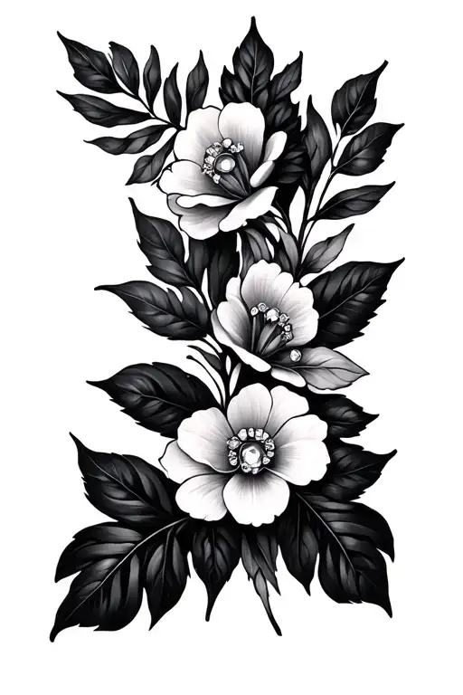 Floral Leaves With Crystals