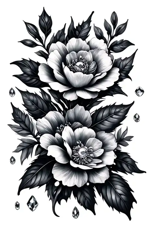 Floral Leaves With Gemstones