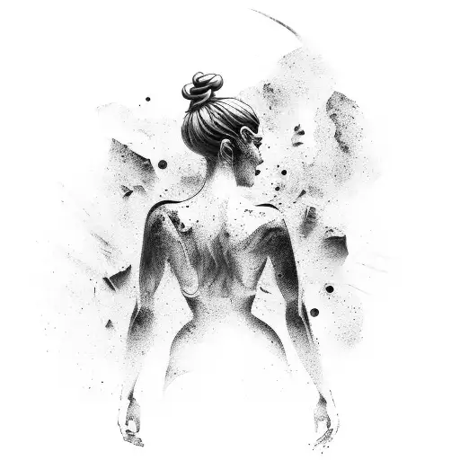 A Powerful Female Figure Surrounded By A Swirling Mix Of Paint Colors