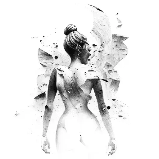 A Powerful Female Figure Surrounded By A Swirling Mix Of Paint Colors