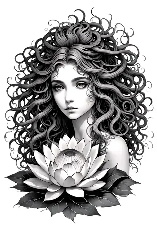 Medusa With A Lotus Flower