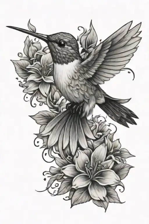 Hummingbird With Flowers