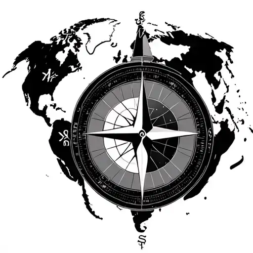 Travel Tatoo With Compass And Continents