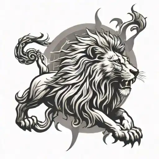 Lion Of Judah With Daniel And Firey Furnace Scene Underneath