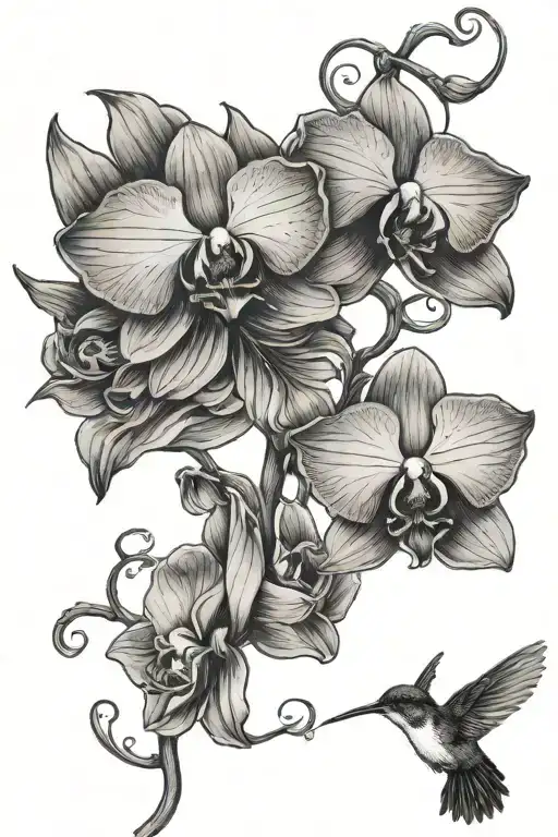 Orchid Vine With Humming Bird