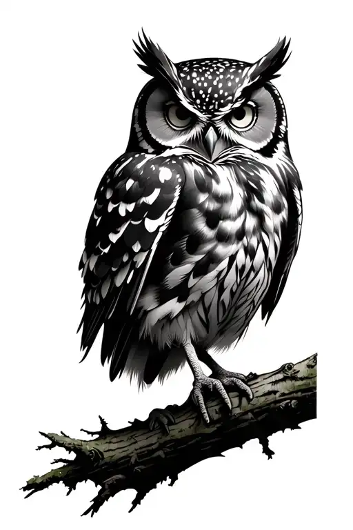 Owl In Forest Scene
