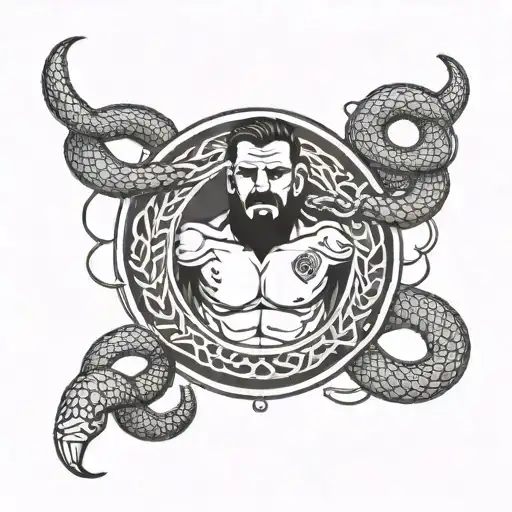 Yuri Snake Wrestler Tattoo On The Chest