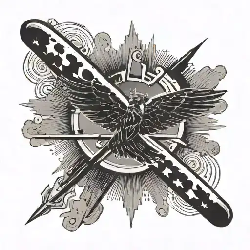 A Jet With A Dotted Line Coming Out Of It Flying Around A Cross