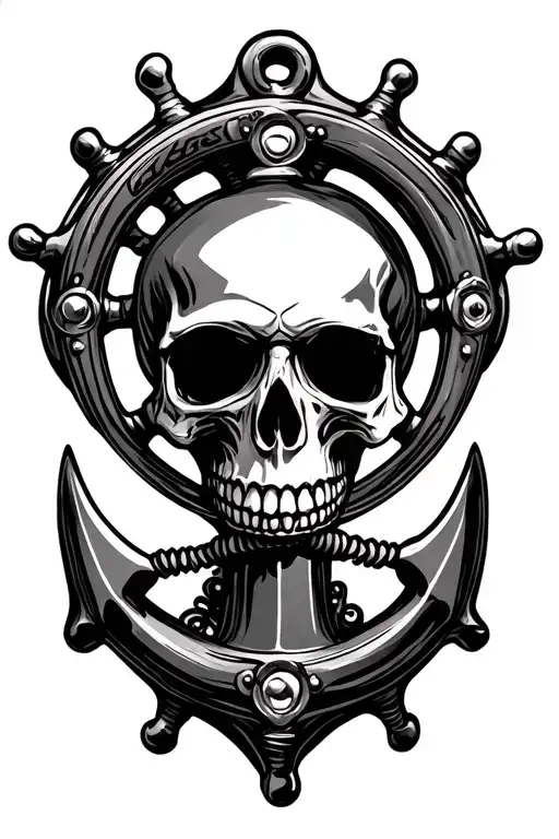 Skull Anchor Wheel Surrounded