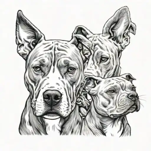 Dog Memorial Tattoo Duchess And Gunner Pitbulls