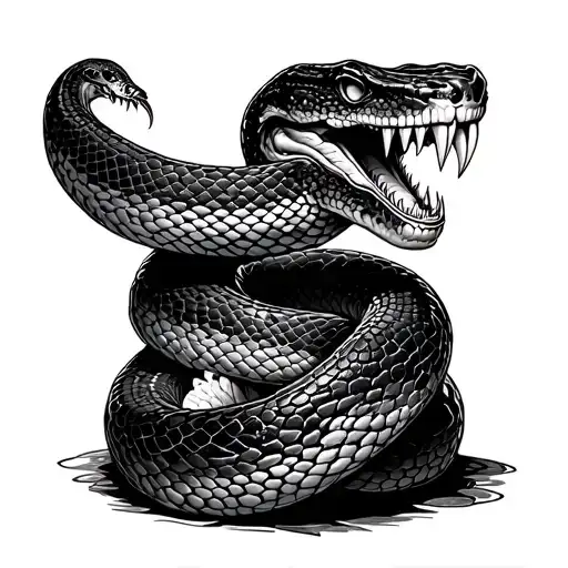 Black And White Snake With Fangs