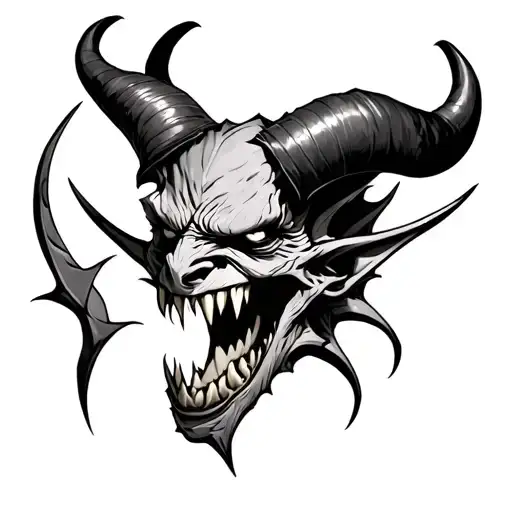 Demon With Horns And Sharp Teeth
