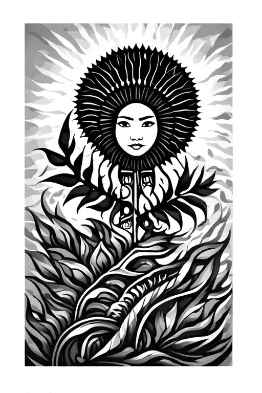 Filipino Sun Tribal Tattoo Design