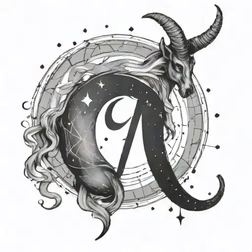 Capricorn Constellation Tattoo With Cp Initials