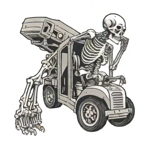 Skeleton Driving A Forklift