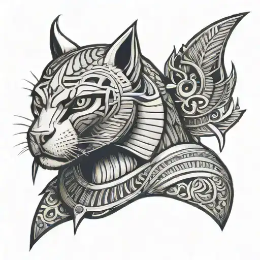 The Egyptian God Bast On Half A Torso With An Evil Face