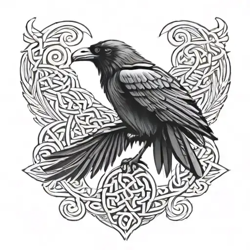 Raven With A Celtic Background