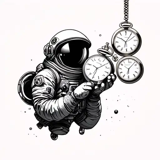 Space Theme With A Astronaut Grabbing 3 Pocket Watches