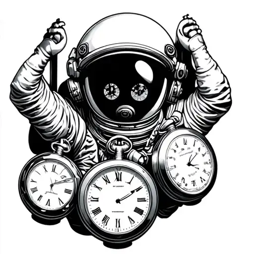 Space Theme With A Astronaut Grabbing 3 Pocket Watches