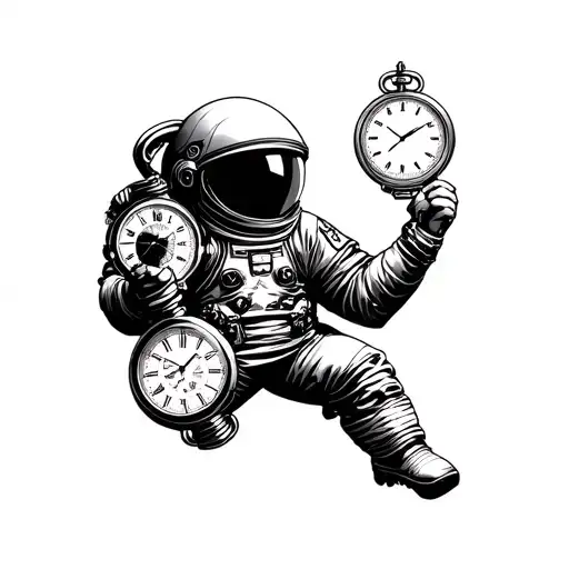 Space Theme With A Astronaut Grabbing 3 Pocket Watches