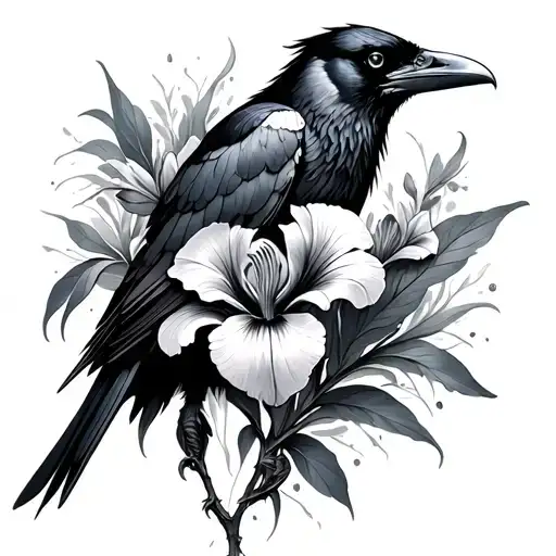Raven And Iris Flower