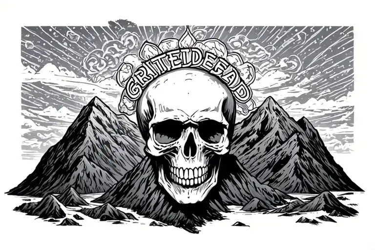 Grateful Dead Skull Surrounded By Mountains