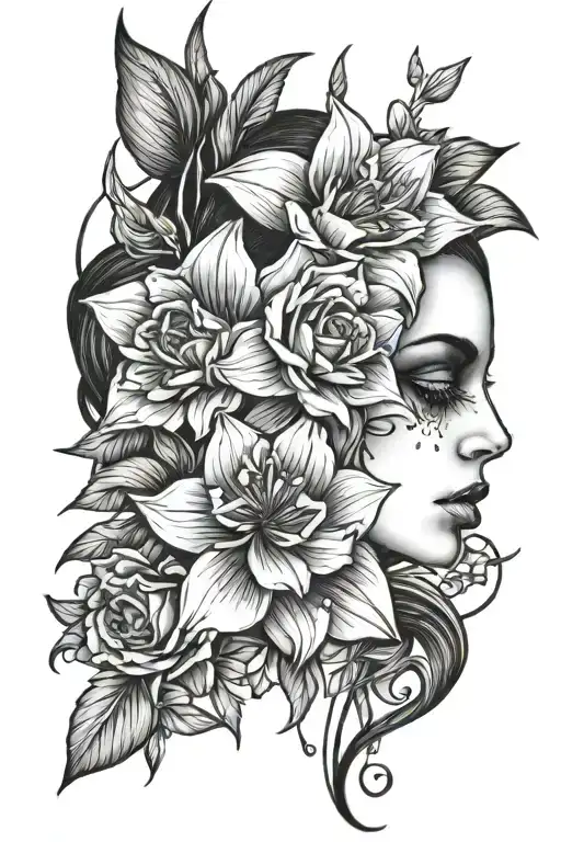 Dark Side View With Flowers