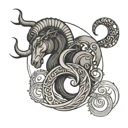 Capricorn & Aries Zodiac Symbol Merging