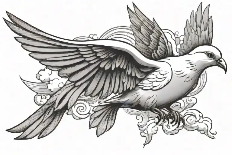 Dove With Clouds And Rays Of Light Shining