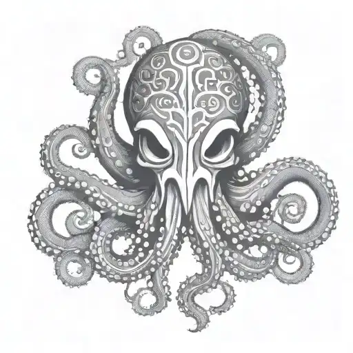 A Tattoo Design Of An Octopus Inspired By Greek Mythology And Viking Runes