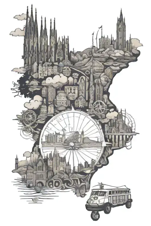 Travel Tattoo Featuring Barcelona And Edinburgh