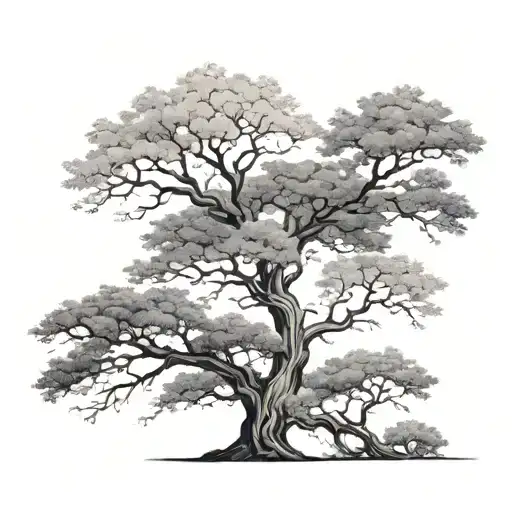 Two Separate Trees Embracing Her Children