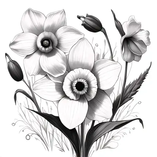 Daffodil And Poppy Children Flowers