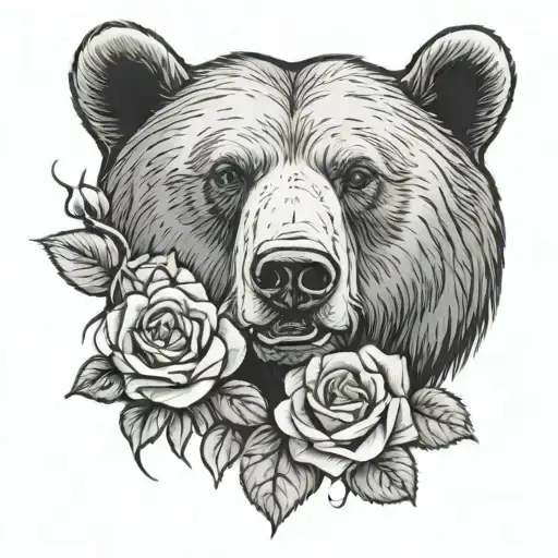 Bear And Roses