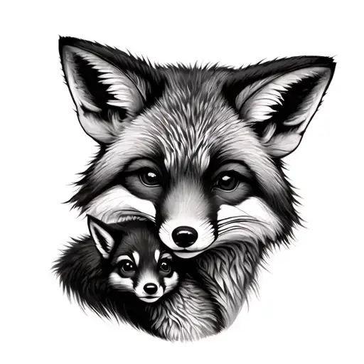 Mom And Baby Fox