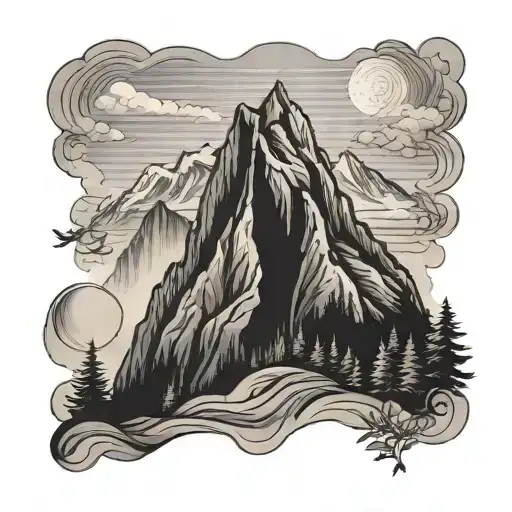 A Serene Scene Of A Mountain Peak With A Subtle Nod To Svaneti In The Details