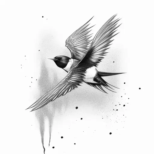 Swallow Bird Crow Half Rose Withered