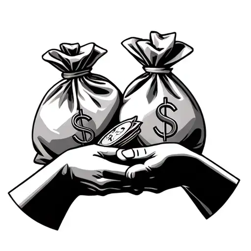 Money Bag And Family Holding Hands