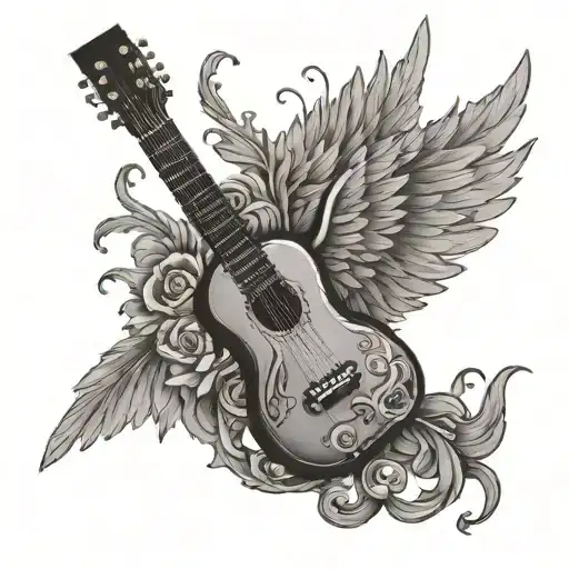 Guitar Surronded By Wings