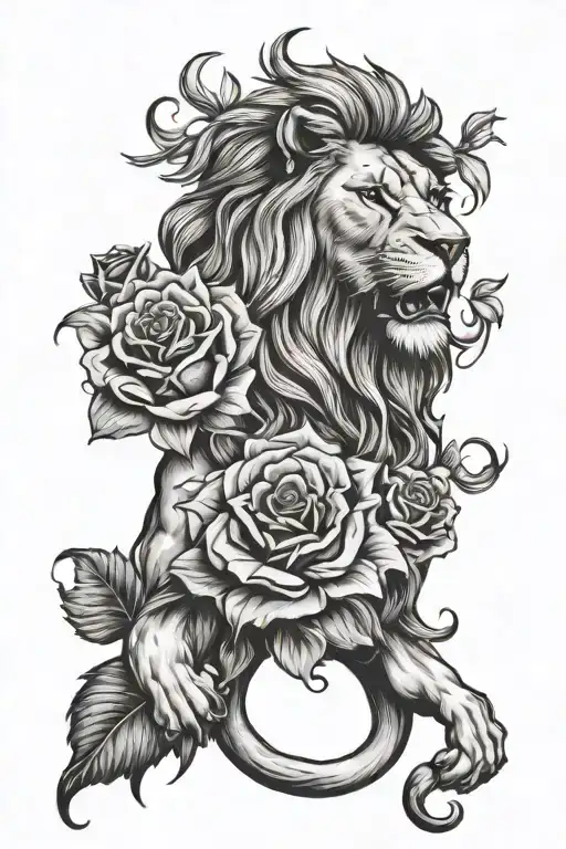 Lion And Rose Intertwined