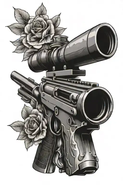 Sniper Gun Wrapped In Flowers