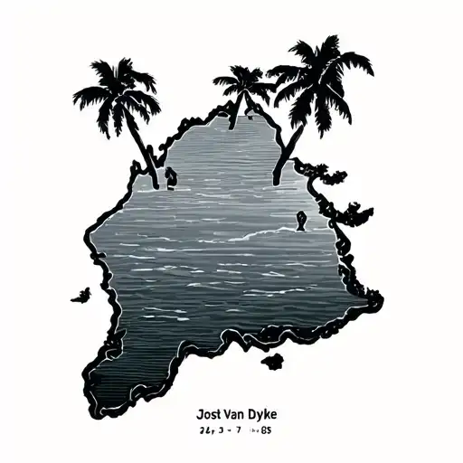 Jost Van Dyke Coordinates With Island Outline