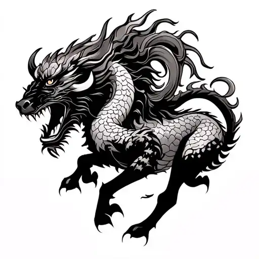 Chinese Dragon And Buffalo Running