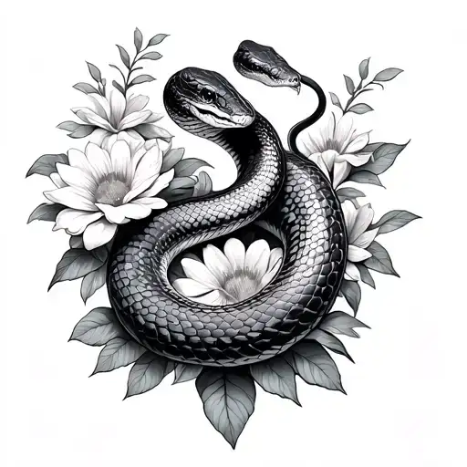 Snake Coming Out Of Flowers